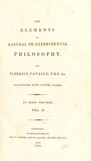 Cover of The elements of natural or experimental philosophy by Tiberius Cavallo