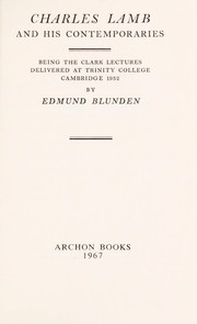 Cover of Charles Lamb and his contemporaries by Edmund Blunden