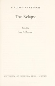 Cover of The relapse by Vanbrugh, John Sir