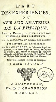 Front cover of L'art des expériences, ou, Avis aux amateurs de la physique by Nollet abbé