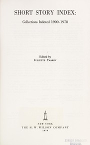 Cover of Short story index, collections indexed 1900-1978 by Juliette Yaakov