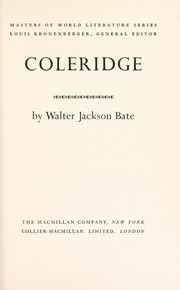 Cover of Coleridge by Walter Jackson Bate