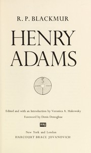 Cover of Henry Adams by Richard Palmer Blackmur