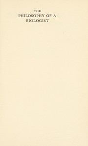 Front cover of The philosophy of a biologist by J. S. Haldane