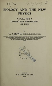 Front cover of Biology and the new physics by Charles John Bond