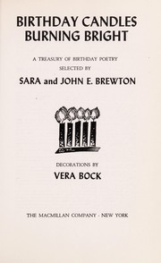 Cover of Birthday candles burning bright by Sara Westbrook Brewton