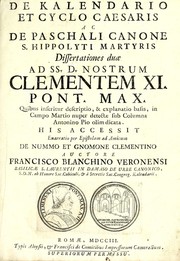 Cover of De kalendario et cyclo Caesaris ac de paschali canone S. Hippolyti martyris by Francesco Bianchini