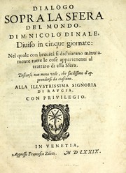 Cover of Dialogo sopra la sfera del mondo by Nicolò di Nale
