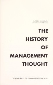 Front cover of The history of management thought by Claude S. George