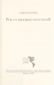 Front cover of Por un progreso incluyente by Carlos Fuentes