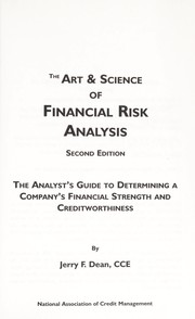 Front cover of The Art & Science of Financial Risk Analysis by Jerry F. Dean