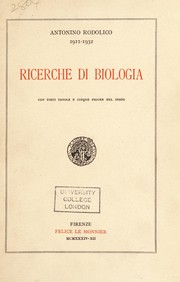 Front cover of Ricerche di biologia by Antonino Rodolico