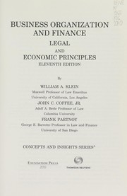 Front cover of Business organization and finance by William A. Klein