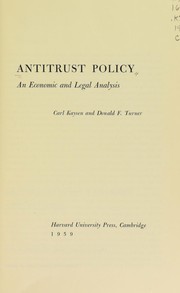 Cover of Antitrust policy by Carl Kaysen