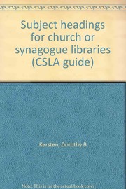 Cover of Subject headings for church or synagogue libraries by Dorothy B. Kersten