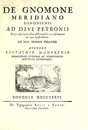 Front cover of De gnomone meridiano Bononiensi ad Divi Petronii by Manfredi, Eustachio