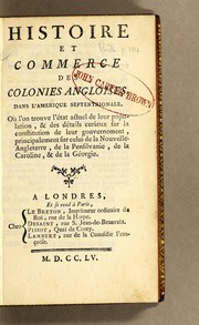 Front cover of Histoire et commerce des colonies angloises by Georges-Marie Butel-Dumont