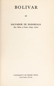 Front cover of Bolívar by Salvador de Madariaga