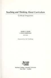 Front cover of Teaching and thinking about curriculum : critical inquiries by James T. Sears