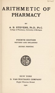 Cover of Arithmetic of pharmacy by A. B. Stevens