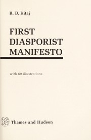 Front cover of First Diasporist manifesto by R. B. Kitaj