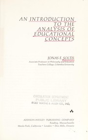 Cover of An introduction to the analysis of educational concepts by Jonas F. Soltis