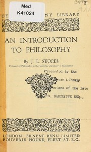 Front cover of An introduction to philosophy by J. L. Stocks