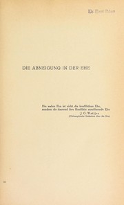 Front cover of Die Abneigung in der Ehe by Theodoor H. van de Velde