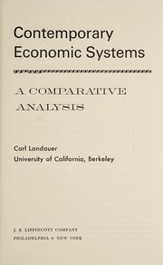 Cover of Contemporary economic systems by Landauer, Carl