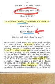 Cover of Mis-directing the play by Terry McCabe