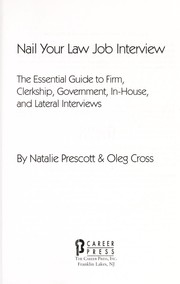 Front cover of Nail your law job interview by Natalie Prescott