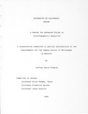 Cover of A search for advanced fields in electromagnetic radiation by Jeffrey David Schmidt