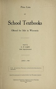 Cover of Price list of school text-books offered for sale in Wisconsin by Wisconsin. Dept. of Public Instruction