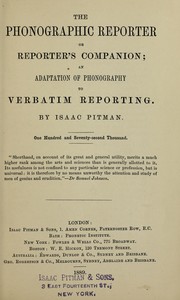Front cover of The phonographic reporter; or, Reporter's companion by Isaac Pitman