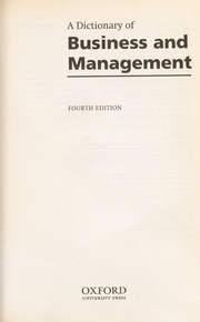 Front cover of A dictionary of business and management by John Pallister