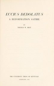Front cover of Eccius dedolatus by Cotta, Joannes Franciscus Lembergius.