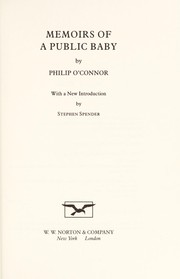 Front cover of Memoirs of a public baby by Philip O'Connor