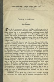 Front cover of Poetische krankheiten by Otto Behaghel