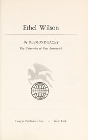 Cover of Ethel Wilson by Desmond Pacey