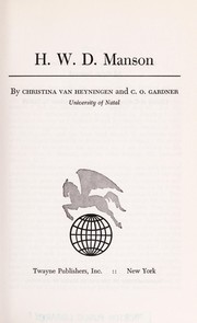 Front cover of H.W.D. Manson by Christina Van Heyningen
