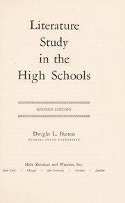 Front cover of Literature study in the high schools by Dwight L. Burton