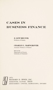 Cover of Cases in business finance by Zinowij Lew Melnyk