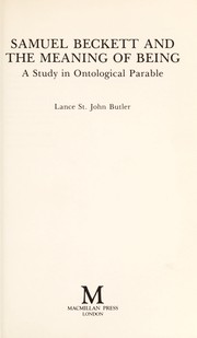 Front cover of Samuel Beckett and the meaning of being by Butler, Lance St. John.