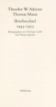 Cover of Briefwechsel 1943 - 1955 by Theodor W. Adorno