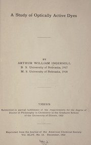 Front cover of A study of optically active dyes by Arthur William Ingersoll