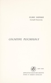 Cover of Cognitive psychology by Ulric Neisser