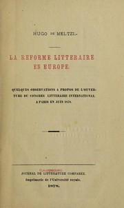 Front cover of La reforme litteraire en Europe ... by Hugo Meltzl von Lomnitz