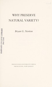 Cover of Why preserve natural variety? by Bryan G. Norton