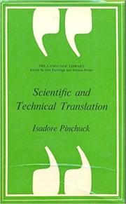 Cover of Scientific and technical translation by Isadore Pinchuck