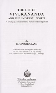 Front cover of The life of Vivekananda and the universal gospel by Romain Rolland